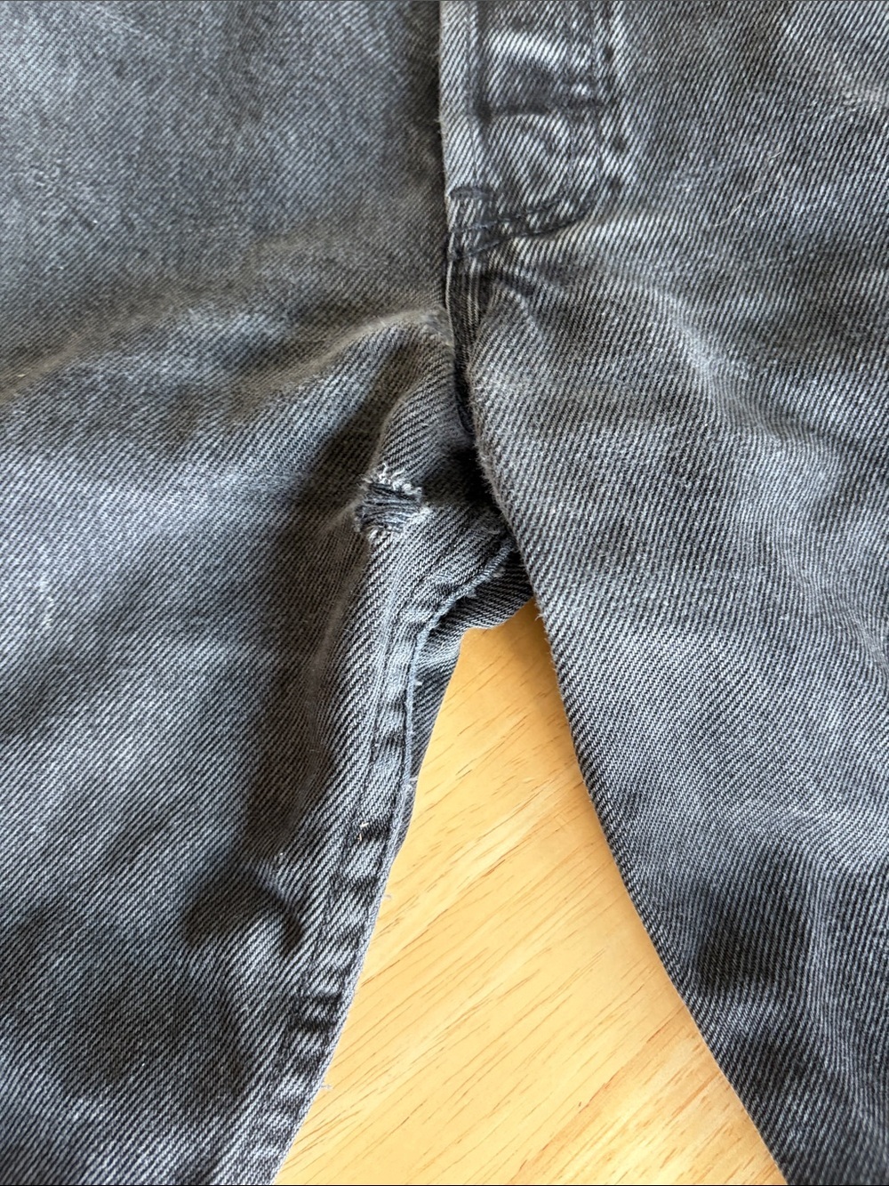 Levi's Black Distressed Jeans w/ Creation of Adam Knee Patch Art | 34x28 - Picture 3 of 11